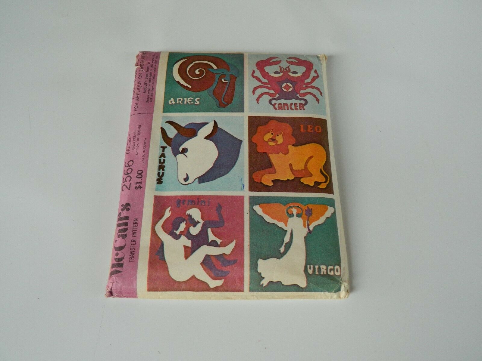 Vintage Mccalls Pattern 1970 Zodiac Signs Unused!! Transfer Applique Embroidery
