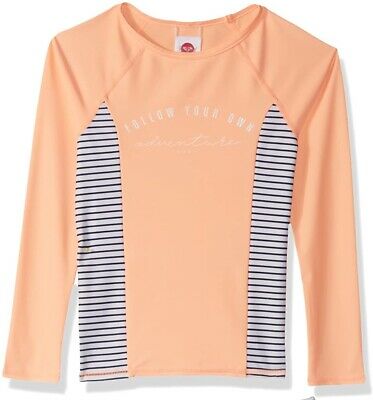 Roxy Girls Swimwear Orange Size 16 Xxl Striped Tropi Rash Guard Top $55- 117