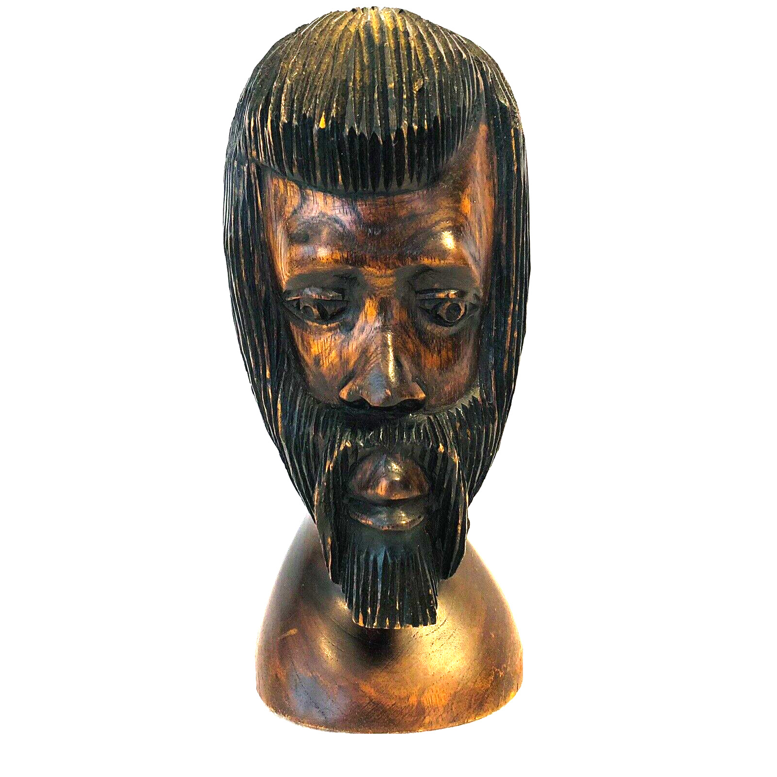 Ooak 1989 Black Jesus Wooden Head Chest Carving Urban Vintage Art Sculpture