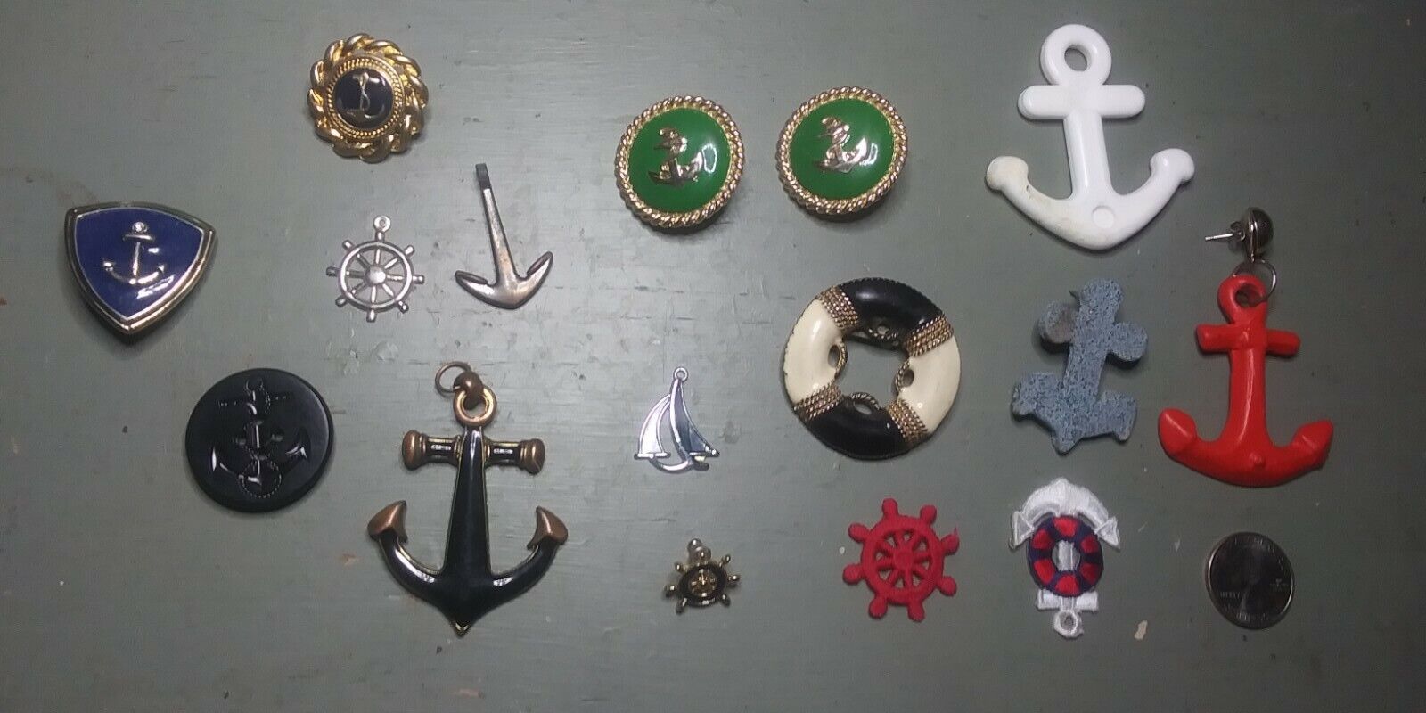 Collection Of 16 Maritime Marine Boat Items...anchors Helms Charms Trinkets