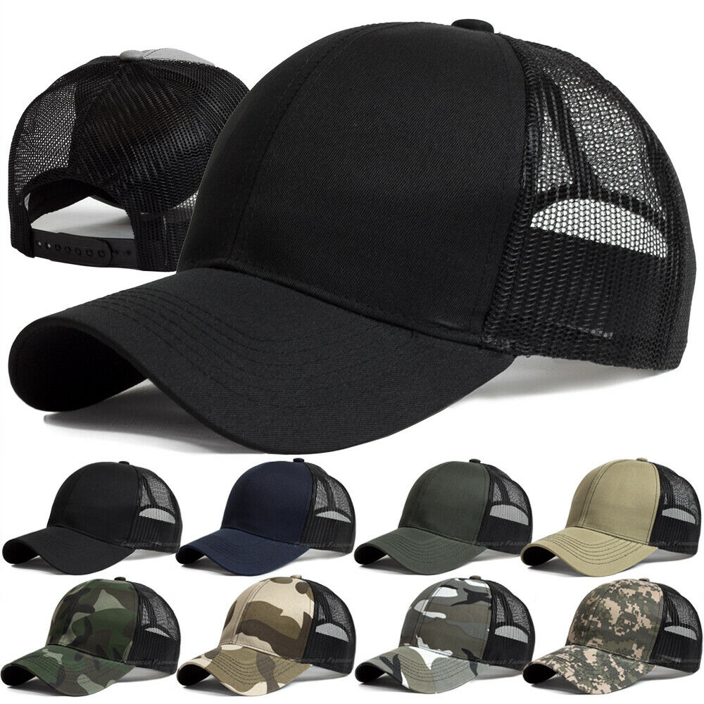 Trucker Hat Snapback Baseball Mesh Cap Solid Visor Plain Blank Men Hats Caps