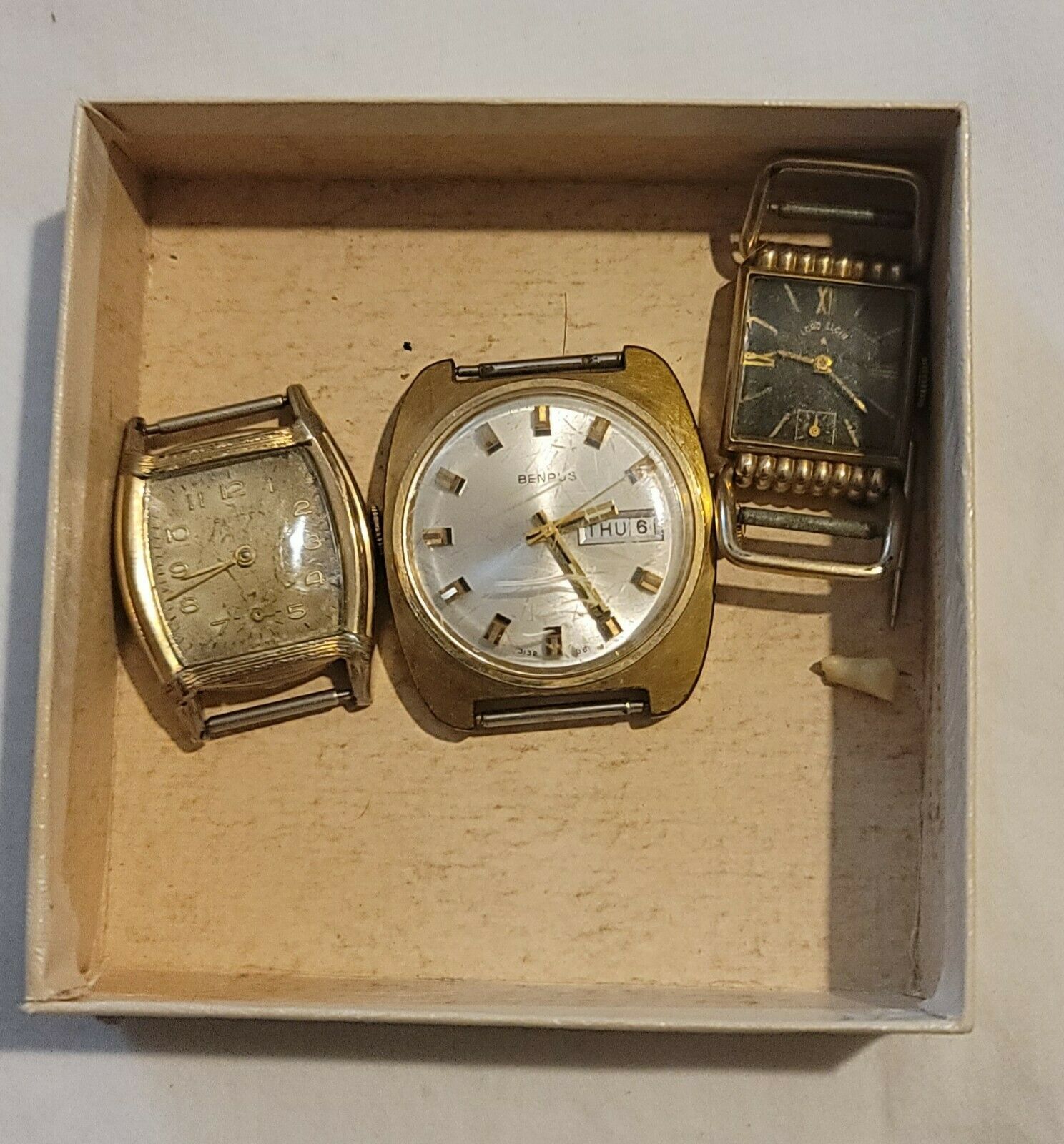 Vintage Watches Lot Of 3, Lord Elgin, Benrus And A Ruxton