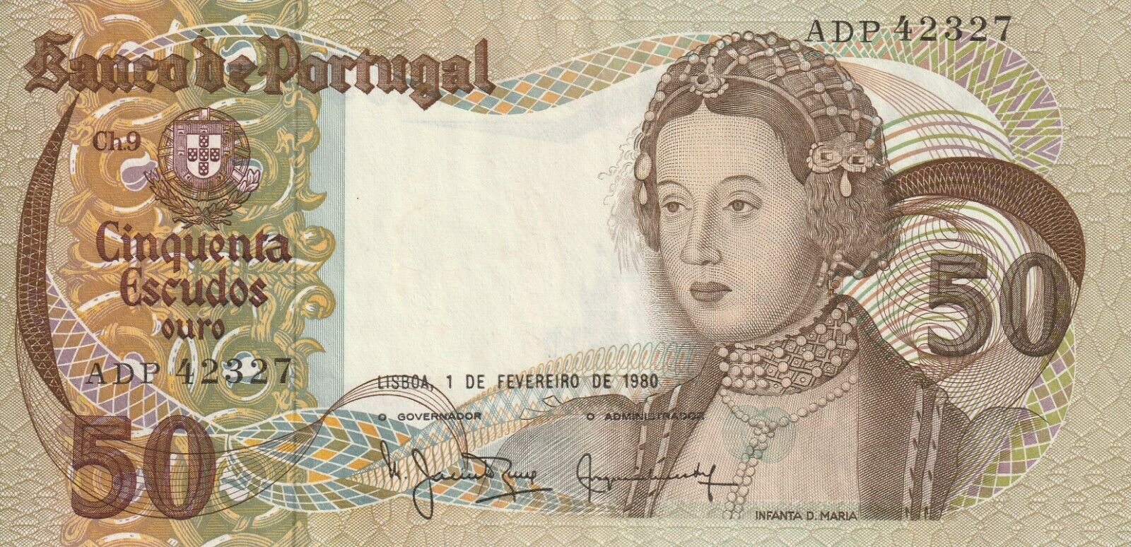 Portugal 50 Escudos 1980 Banknote Pick 174 174b Crisp Cu