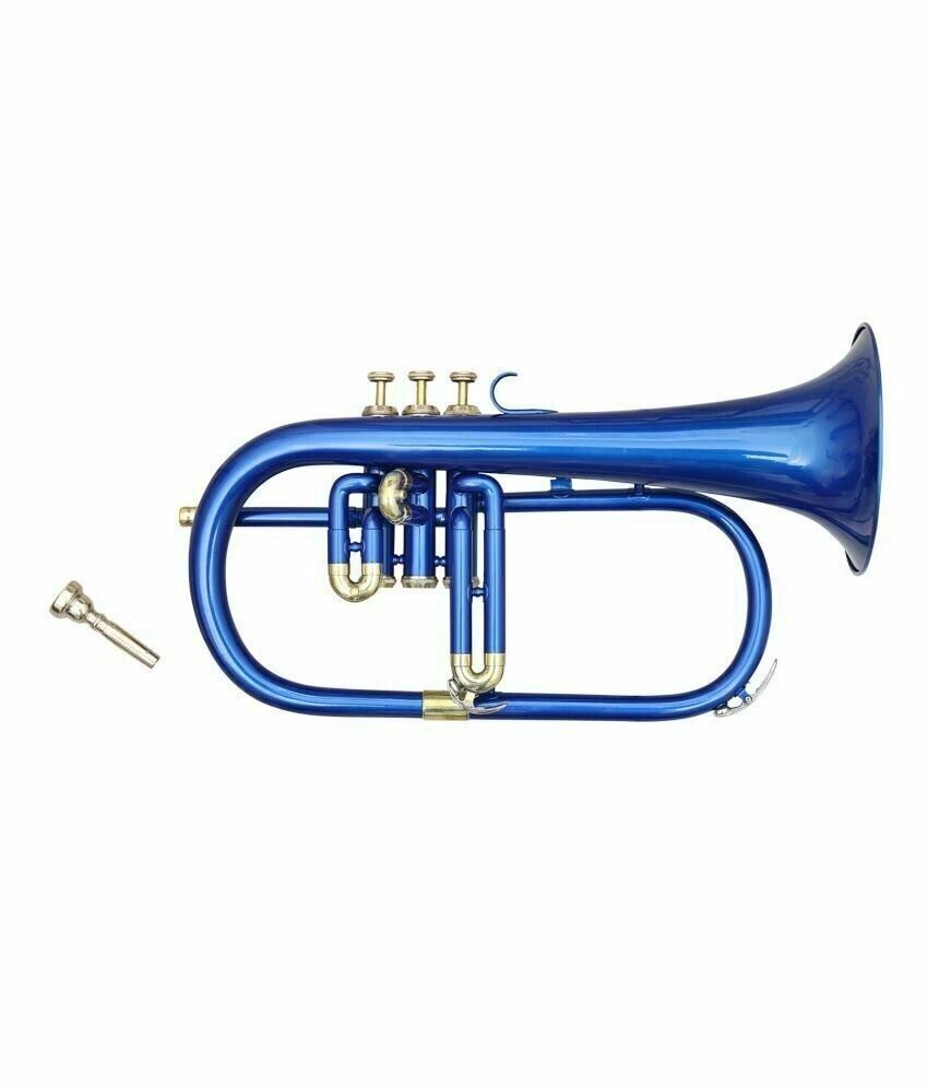 New Blue Finish Bb Flat Flugel Horn With Free Hard Case+mouthpiece Xcz