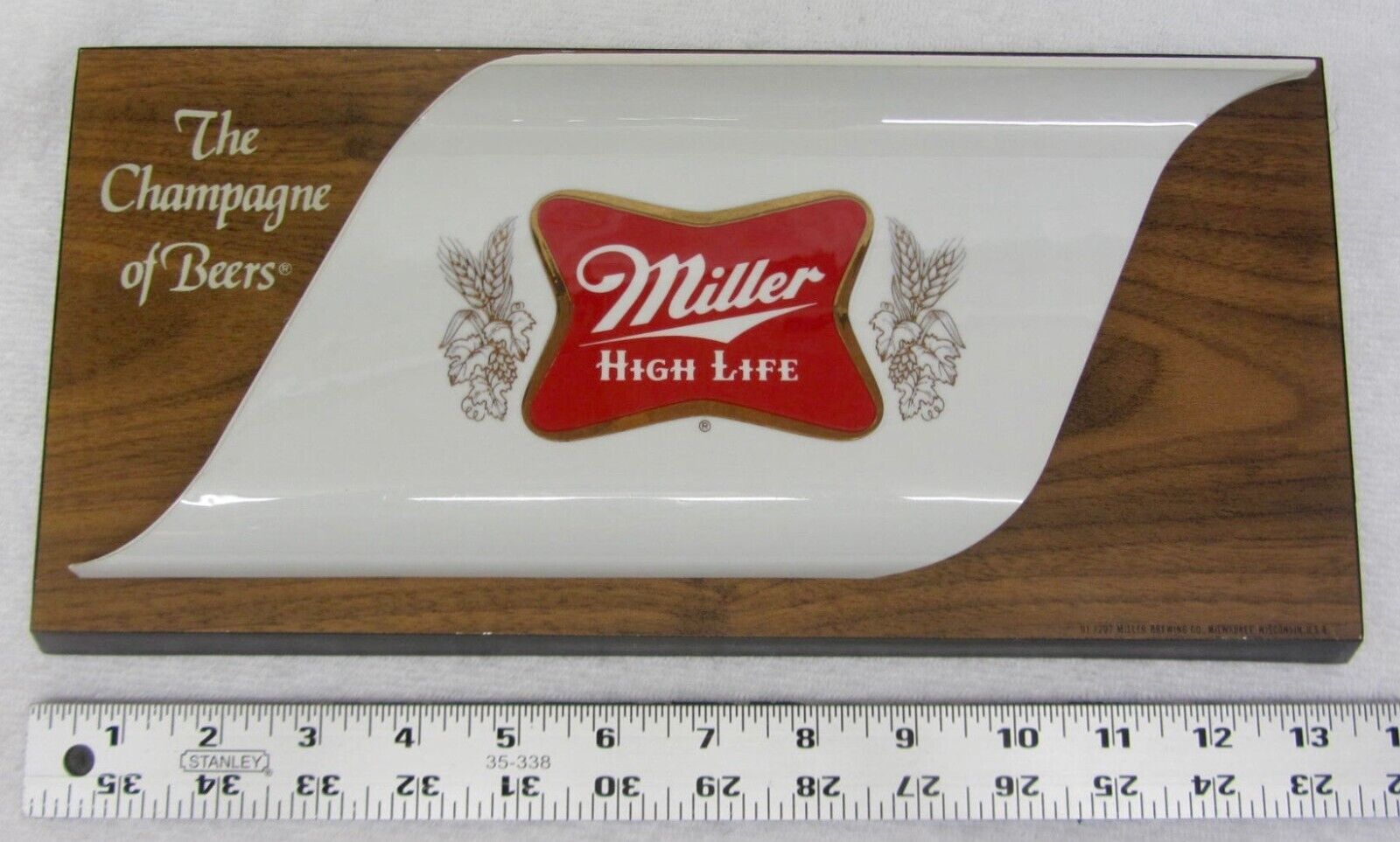 Vtg Miller High Life Sign The Champagne Of Beer - Faux Wood Wall Hanging Mancave