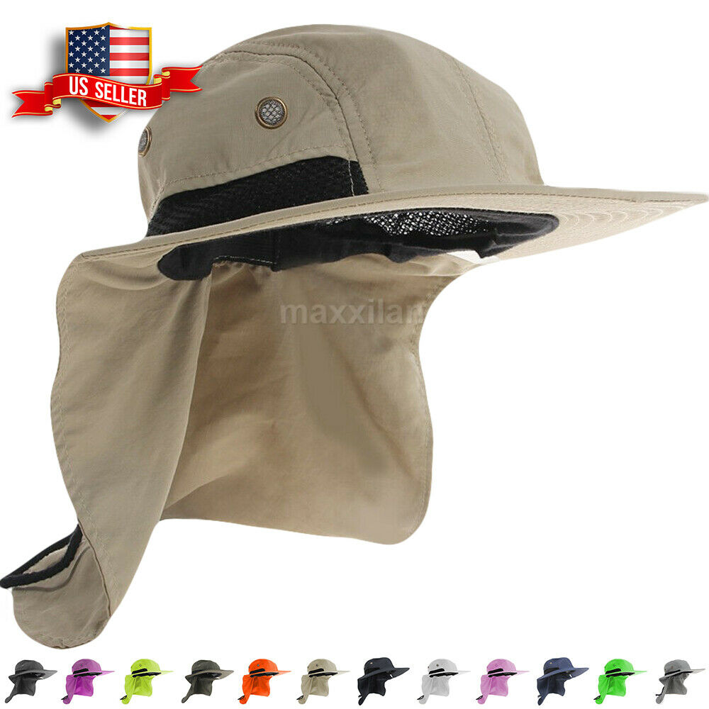Boonie Snap Hat For Men Wide Brim Ear Neck Cover Sun Flap Bucket Hats Outdoors