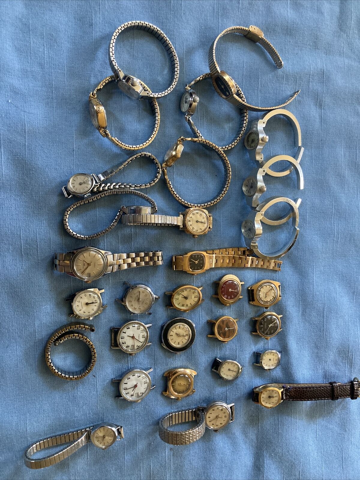 Lot Of 29 Womens Mechanical Watches, Timex, Helbros Parts/repair/restore
