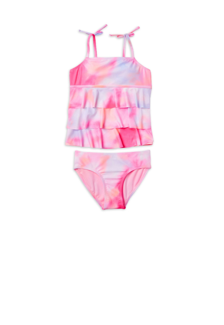 Nwt Justice Girls Ruffle Tankini Tie Dye Pink Set 2 Pc Swimsuit Upf 50+ Many Sz