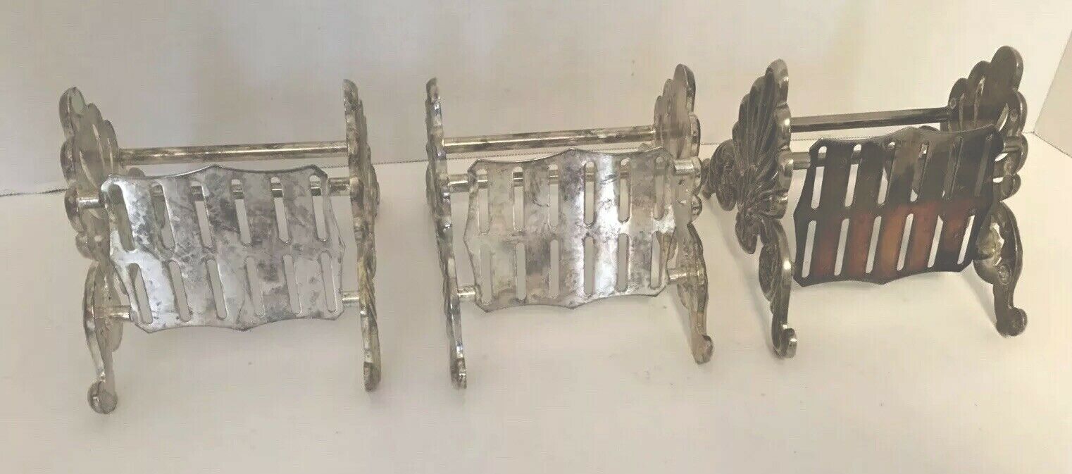 Silver Plated Set Of 3 Buffet Knife Holders Ornate Design Holds 12 Knives Each