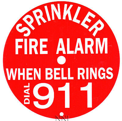 6" Round Sprinkler Fire Alarm Bell Sign Dial 911 - Reflective Aluminum