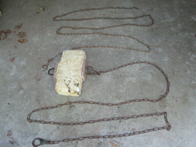 Antique Boat Anchor Buoy Float & 2 Chains Vtg Maritime Nautical Decor Display
