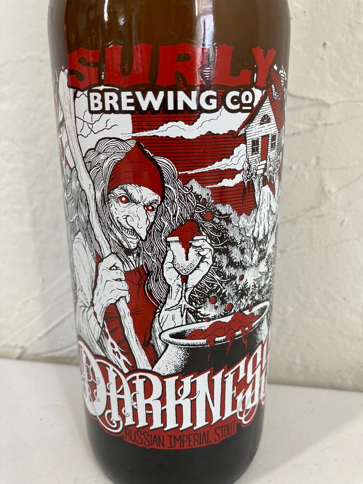 Surly Darkness Baba Yaga Russian Imperial Stout Horror Art Etched Bottle Empty