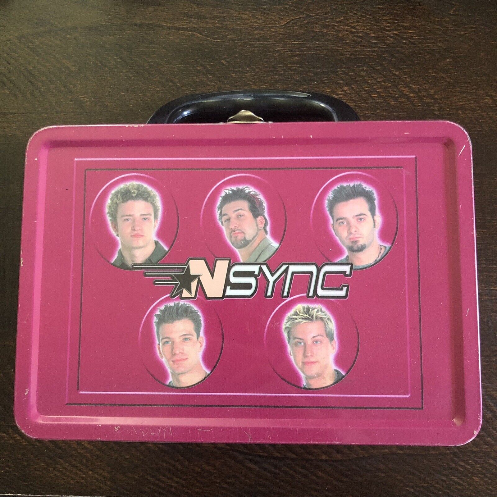 Nsync Tin  Lunchbox Rare Dark Pink All 5 On One Side Collectible