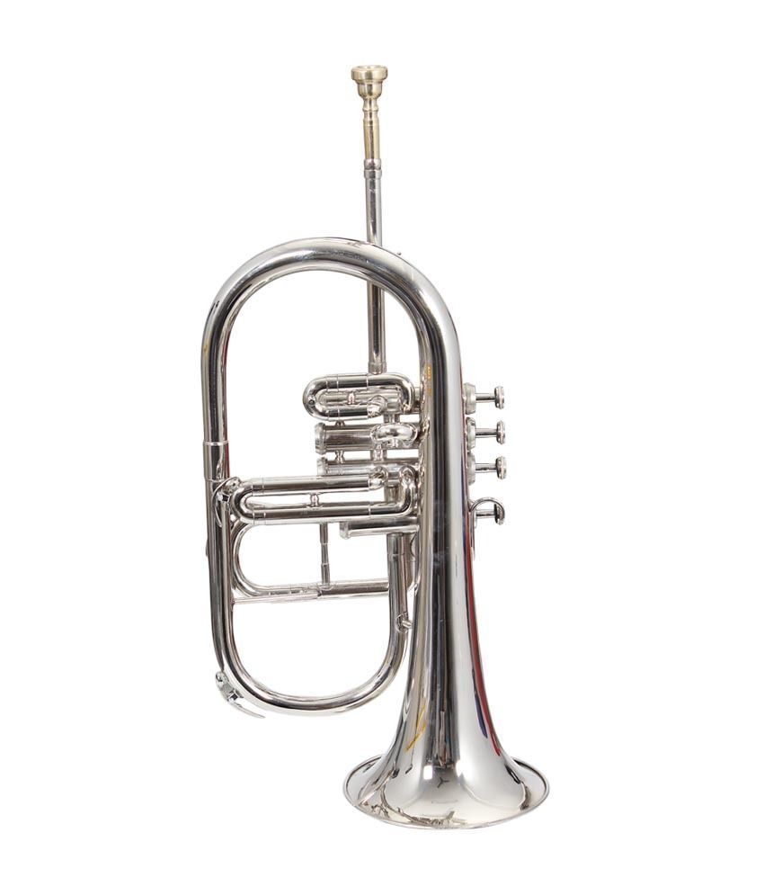 New Silver Nickel Plated Bb/f 4 Valve Flugel Horn With Free Case+mouthpiece