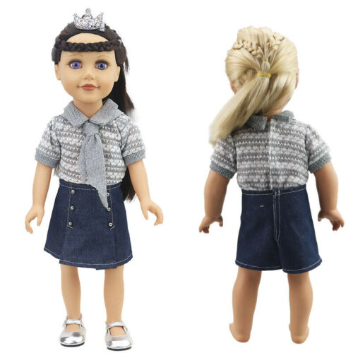 Beautiful Skirt Dress Shoe For 18" American Doll Clothes Sweater Denim Girl