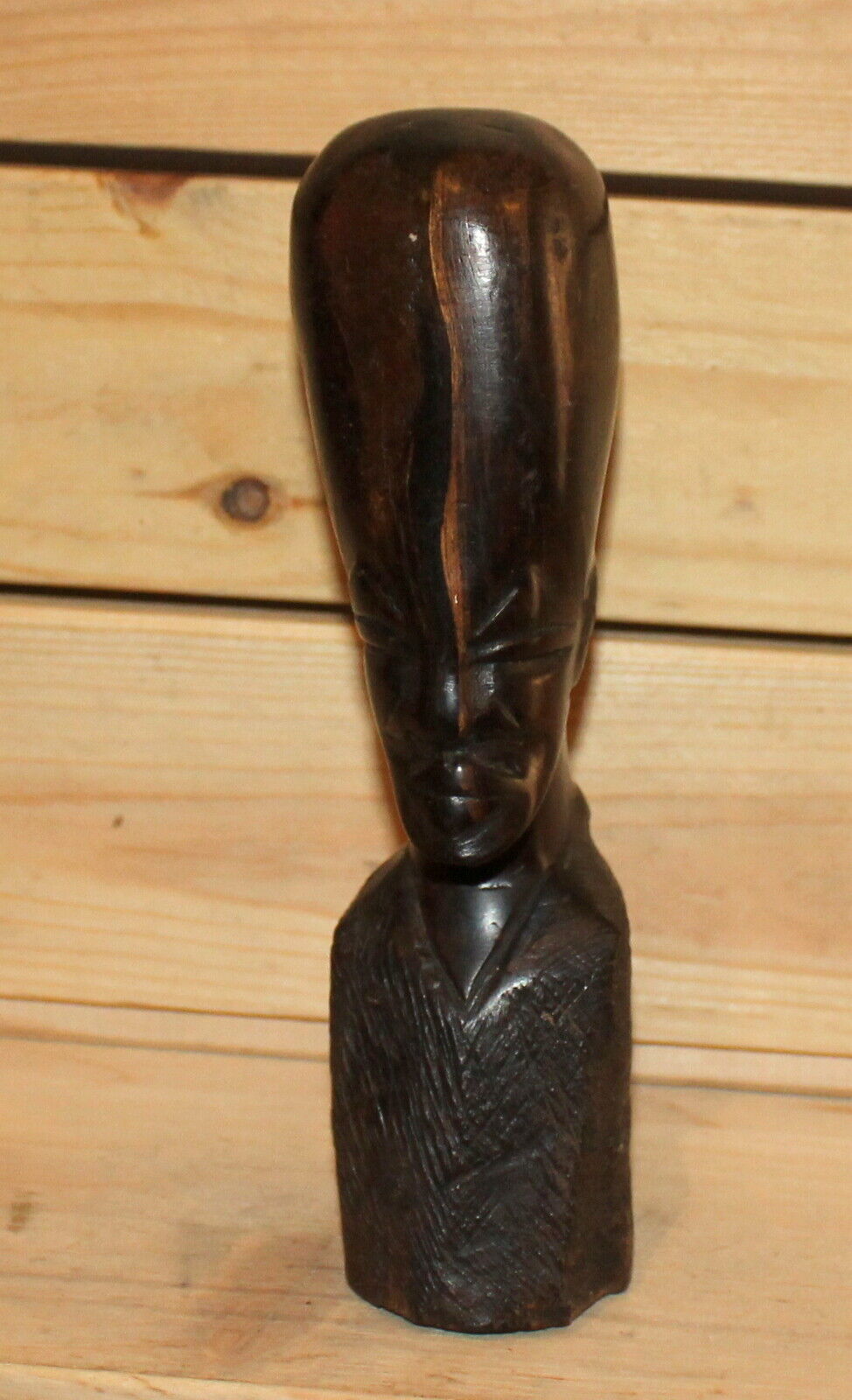 Vintage Hand Carving Wood Man Head Figurine
