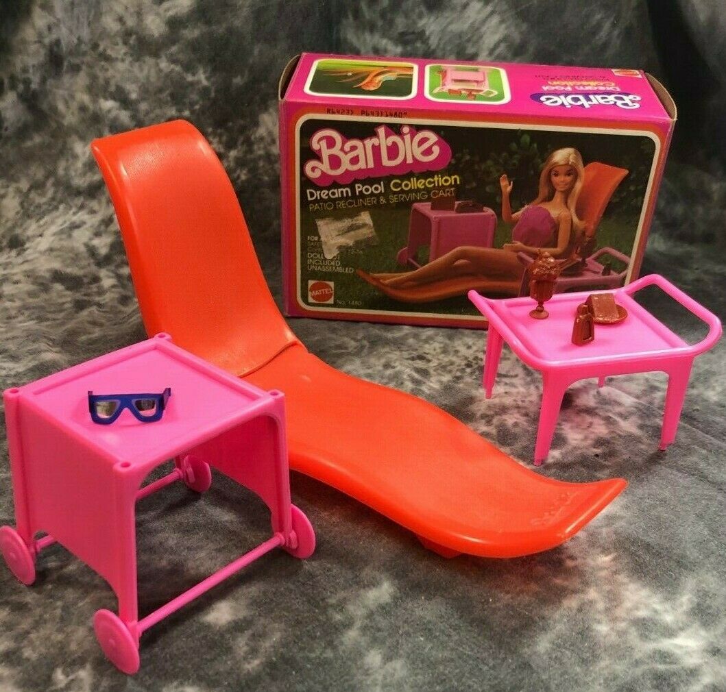 Mattel Barbie Dream Pool Collection Patio Recliner And Serving Cart