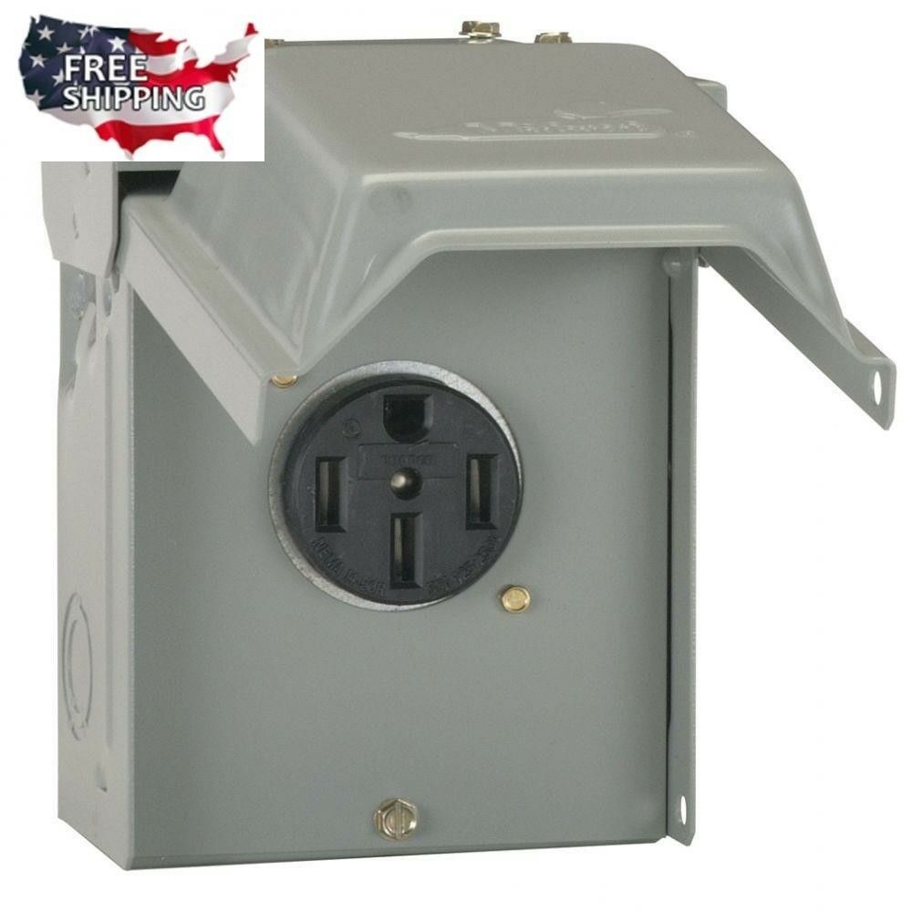 Temporary Rv Power Outlet Box 50 Amp 2 Gang Heavy Gauge 240v Lockable Rainproof