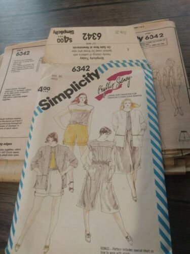 Vtg Simplicity Pattern Sewing 1984 Phyllis Sidneyfashions 6342 Size 20 Miss Cut.