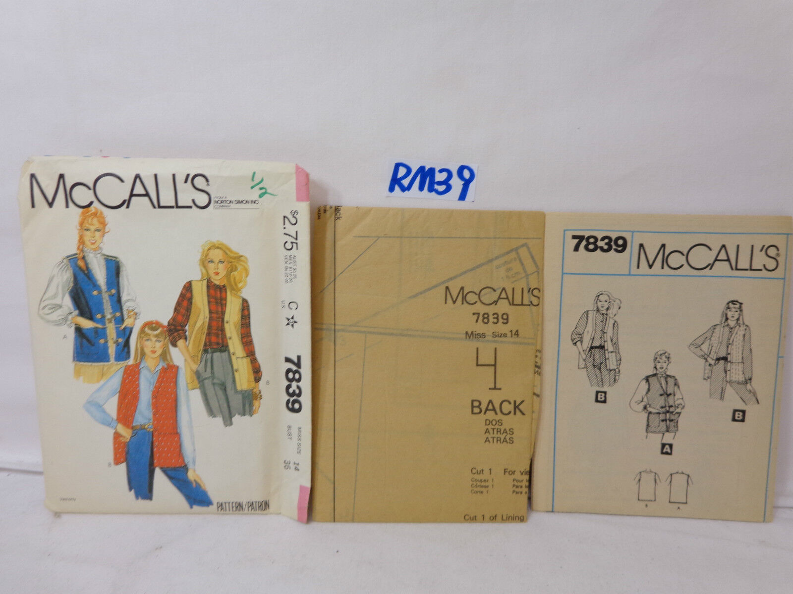 Mccall's Sewing Pattern Uncut 7839 Womans Sz 14 36 Bst Norton Simon Vest 1980's