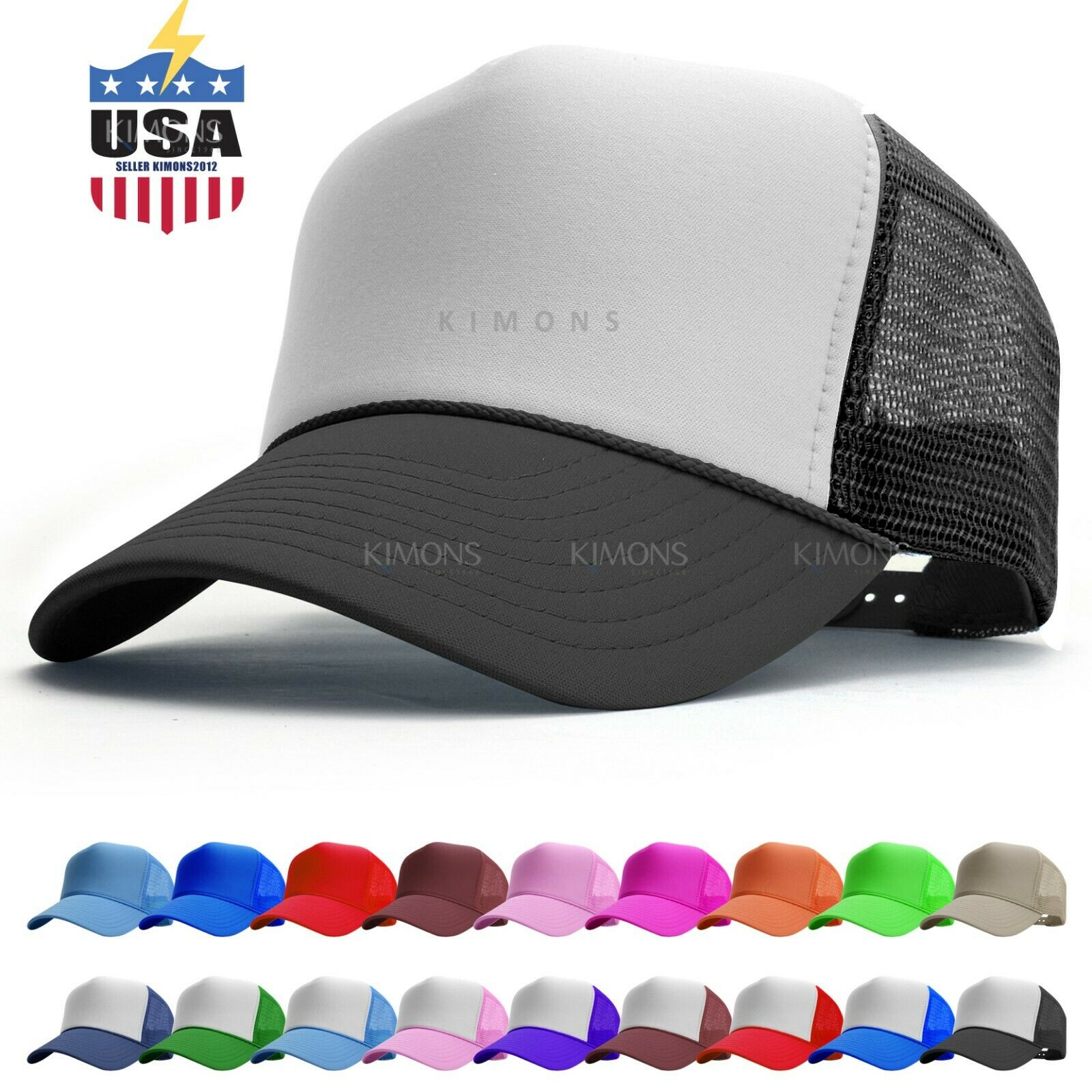 Trucker Hat Foam Mesh Baseball Cap Adjustable Snapback Solid Plain Men Hats Flat