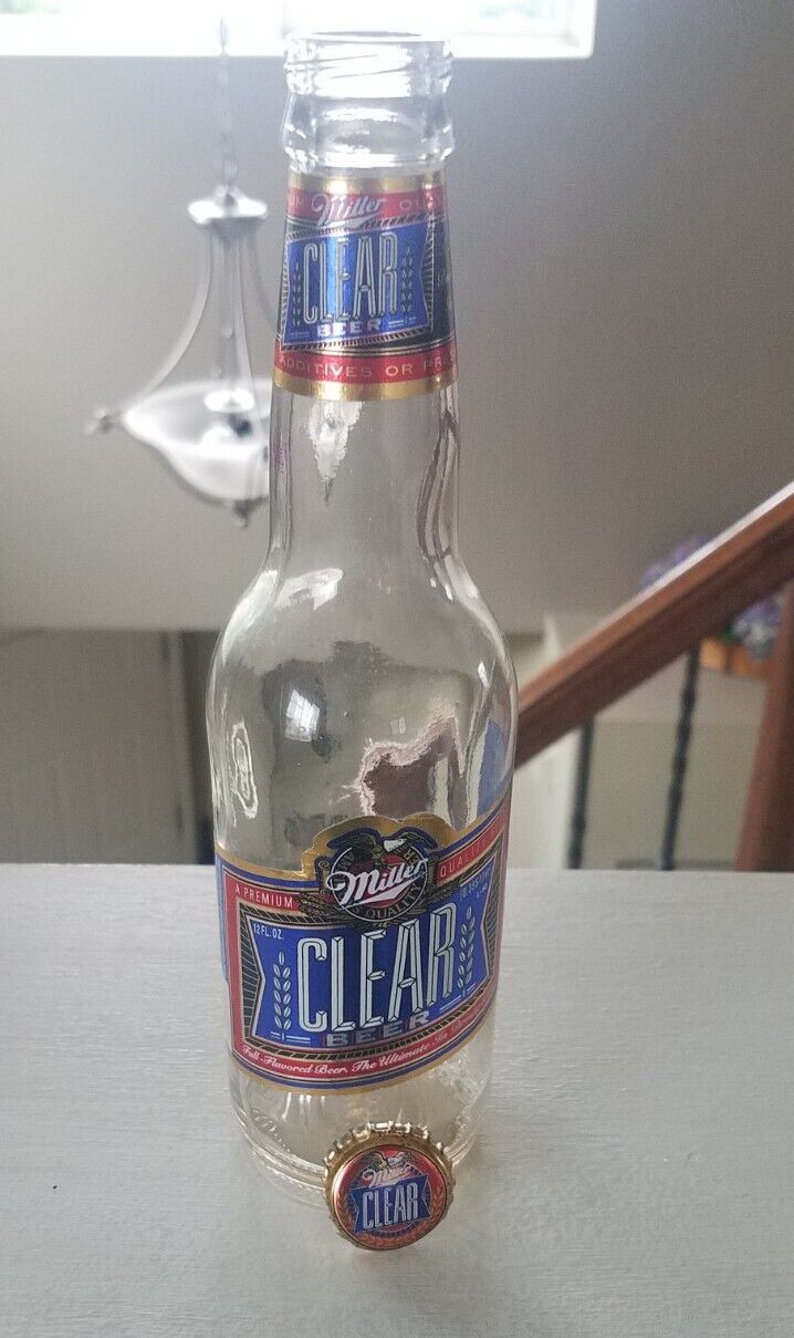 Miller Clear Beer 12 Oz Empty Bottle With Cap Rare 1992