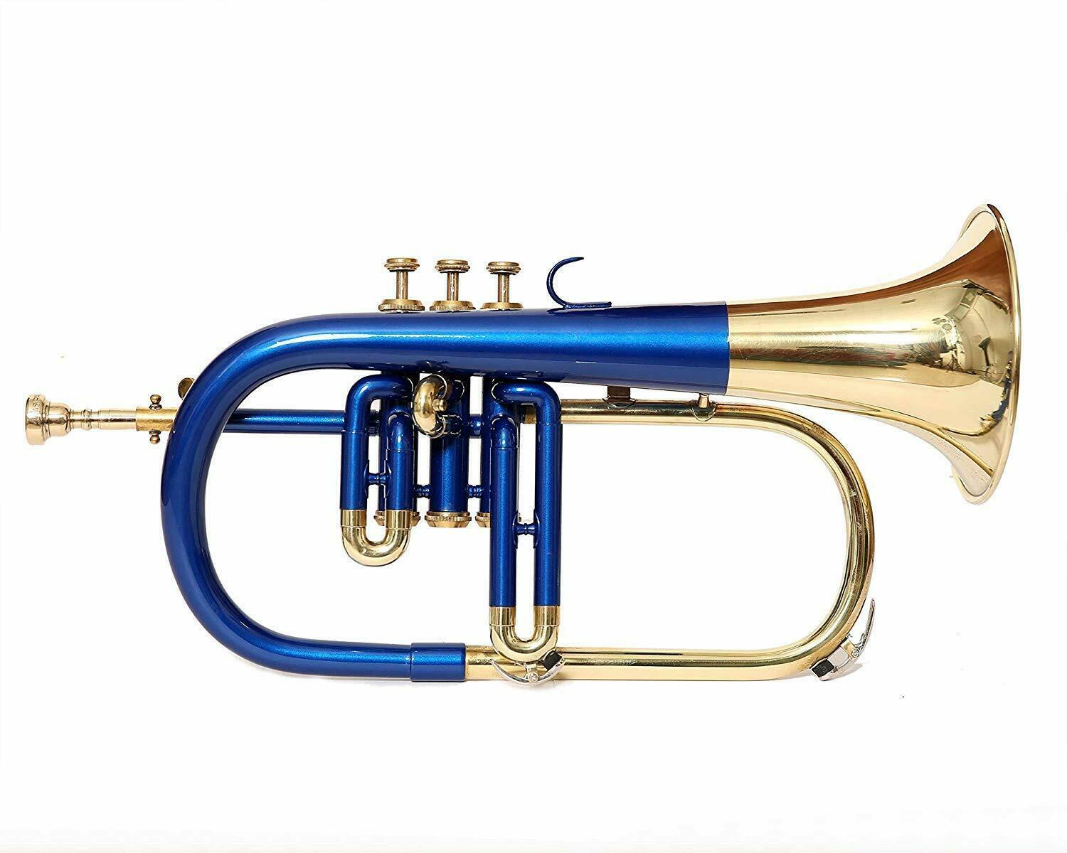 Amzing Offer Bb-3-valve-flugelhorn-blue Brass Finish--free-case-mp