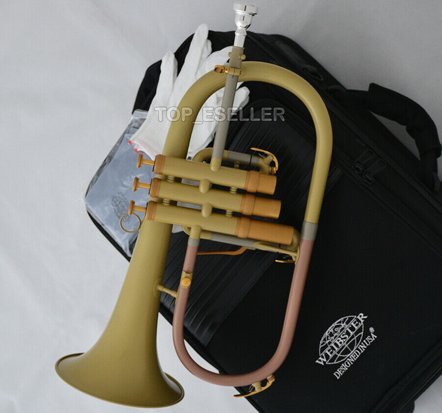 Wfh-1050 Yellow Satin Flugelhorn Weibster Bb Flugel Professional Horn Newest