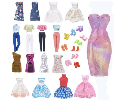 Lot Of Barbie Doll Outfits Clothes 5 Sets / 10 Shoe Pairs