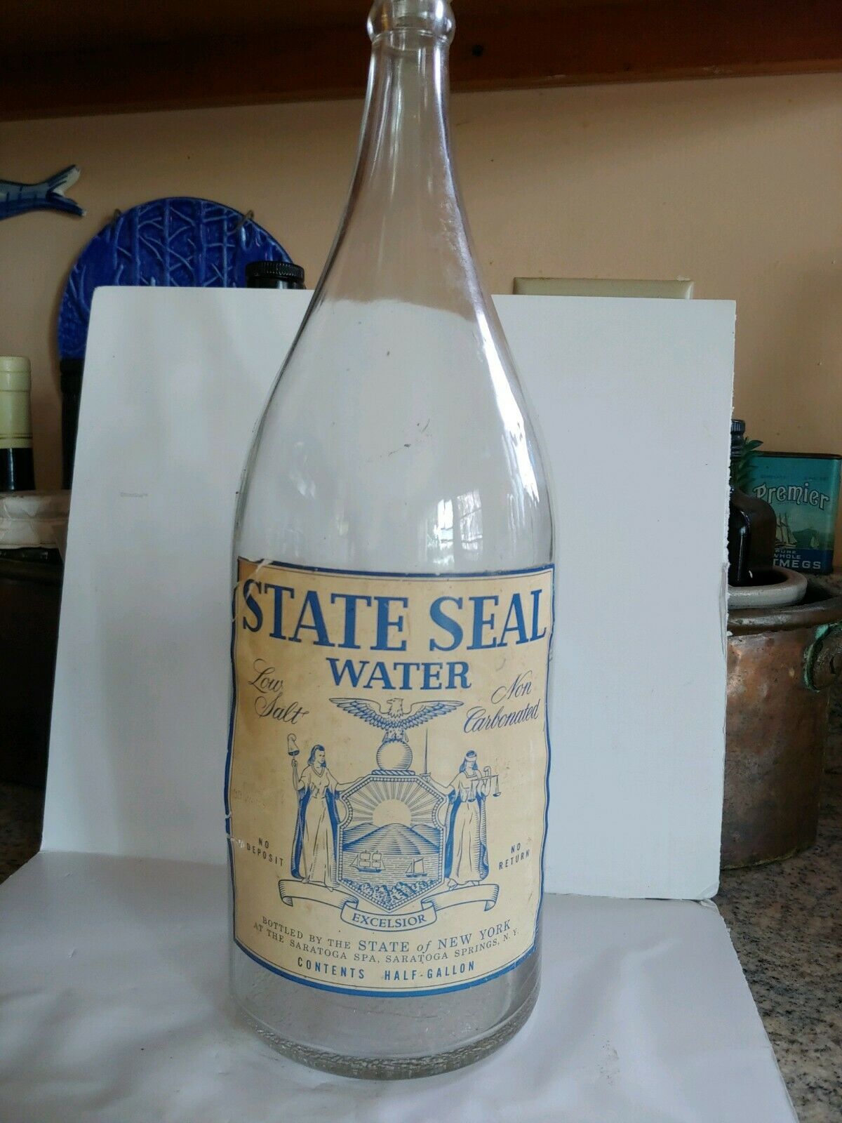 1/2 Gallon State Seal Water Saratoga Spa Saratoga Springs N.y.