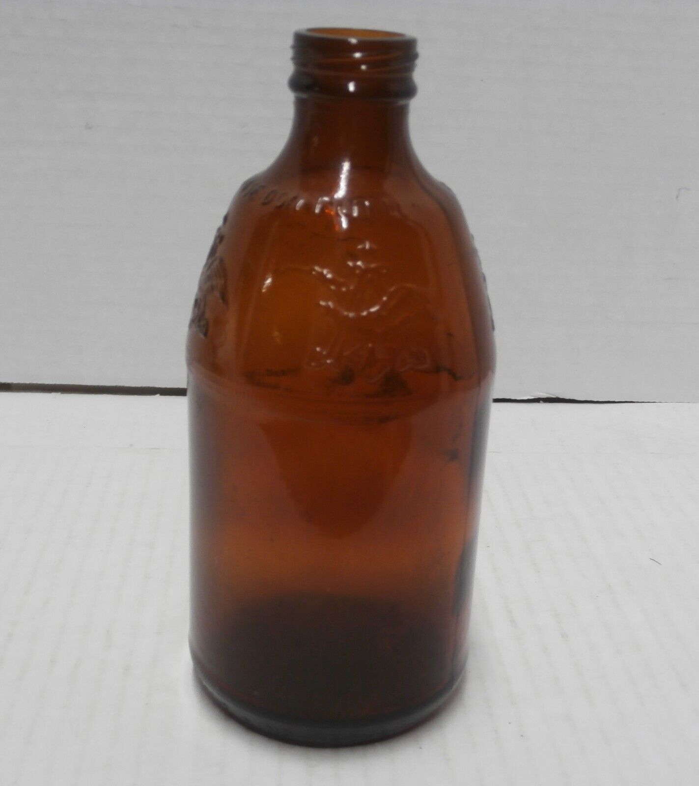 Vintage Anheuser Busch Beer Bottle Embossed Eagle Logo - Brown - S11a