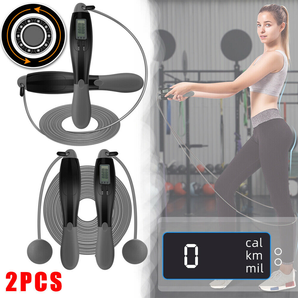 2pcs Fitness Jump Rope Counter Ropeless Ball Adjustable Wireless Gym Skipping