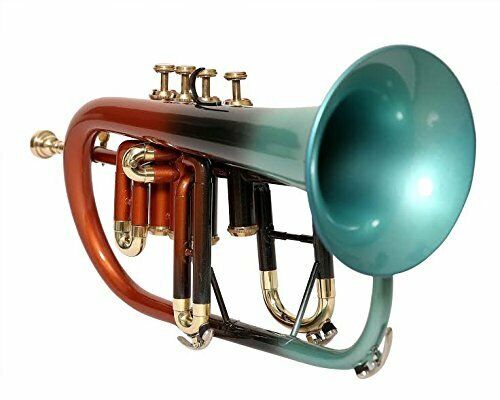 Professionals Flugel Horn 4 Valve Bb Pitch Orange And Green Colored Fast Ship.