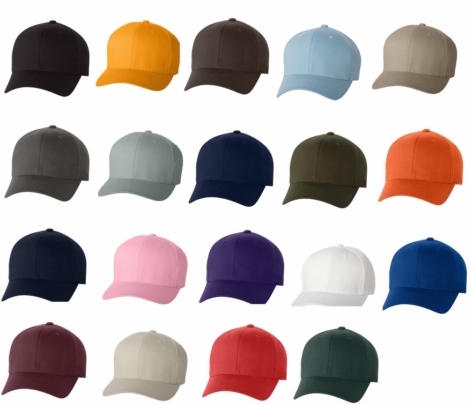 Flexfit Structured Twill Hat Fitted Size S/m L/xl 2xl Sport Baseball Cap 6277