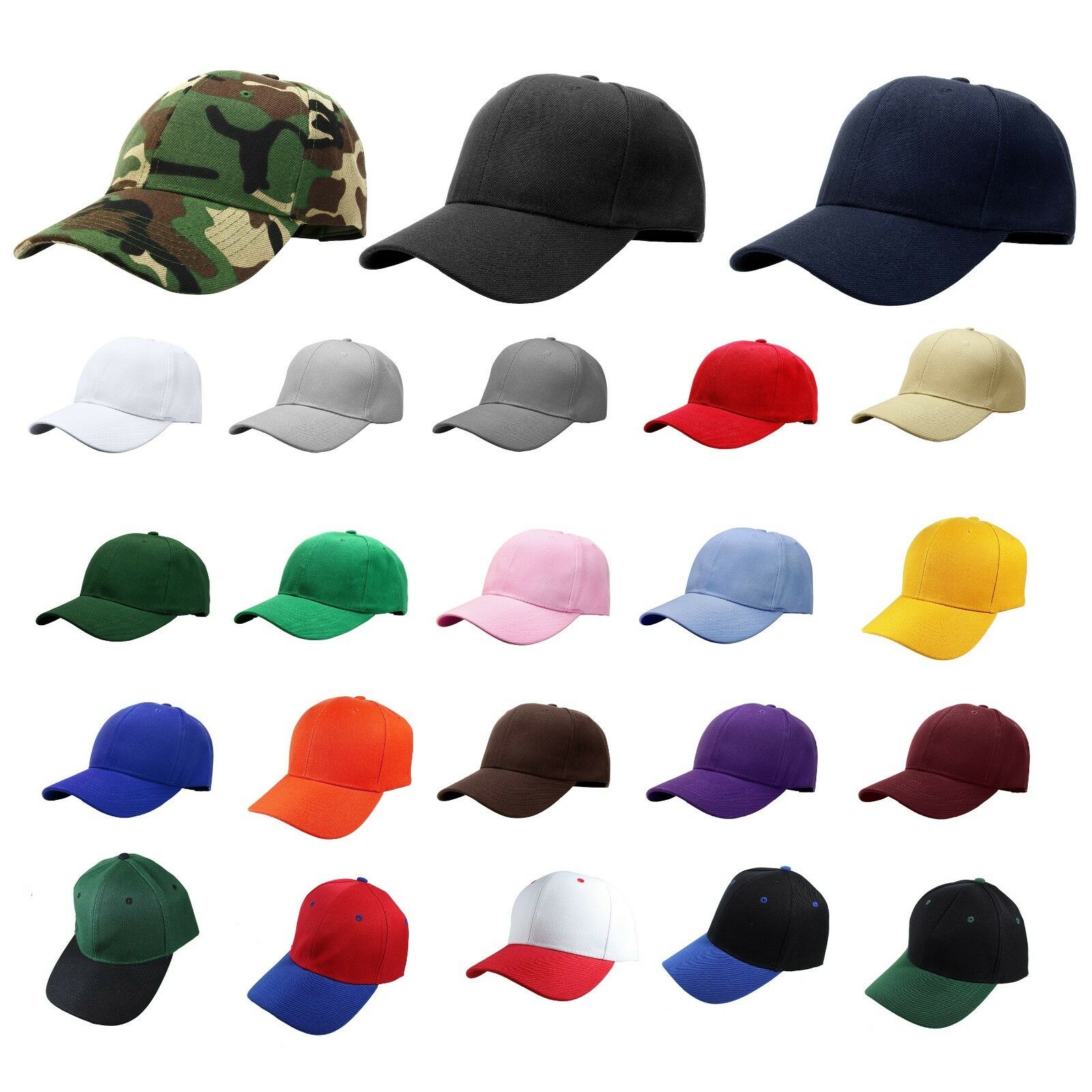 Plain Blank Solid Adjustable Baseball Cap Hats (ship In Box!)