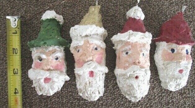 Four Unusual Santa Faces Hanging Ornaments -a7