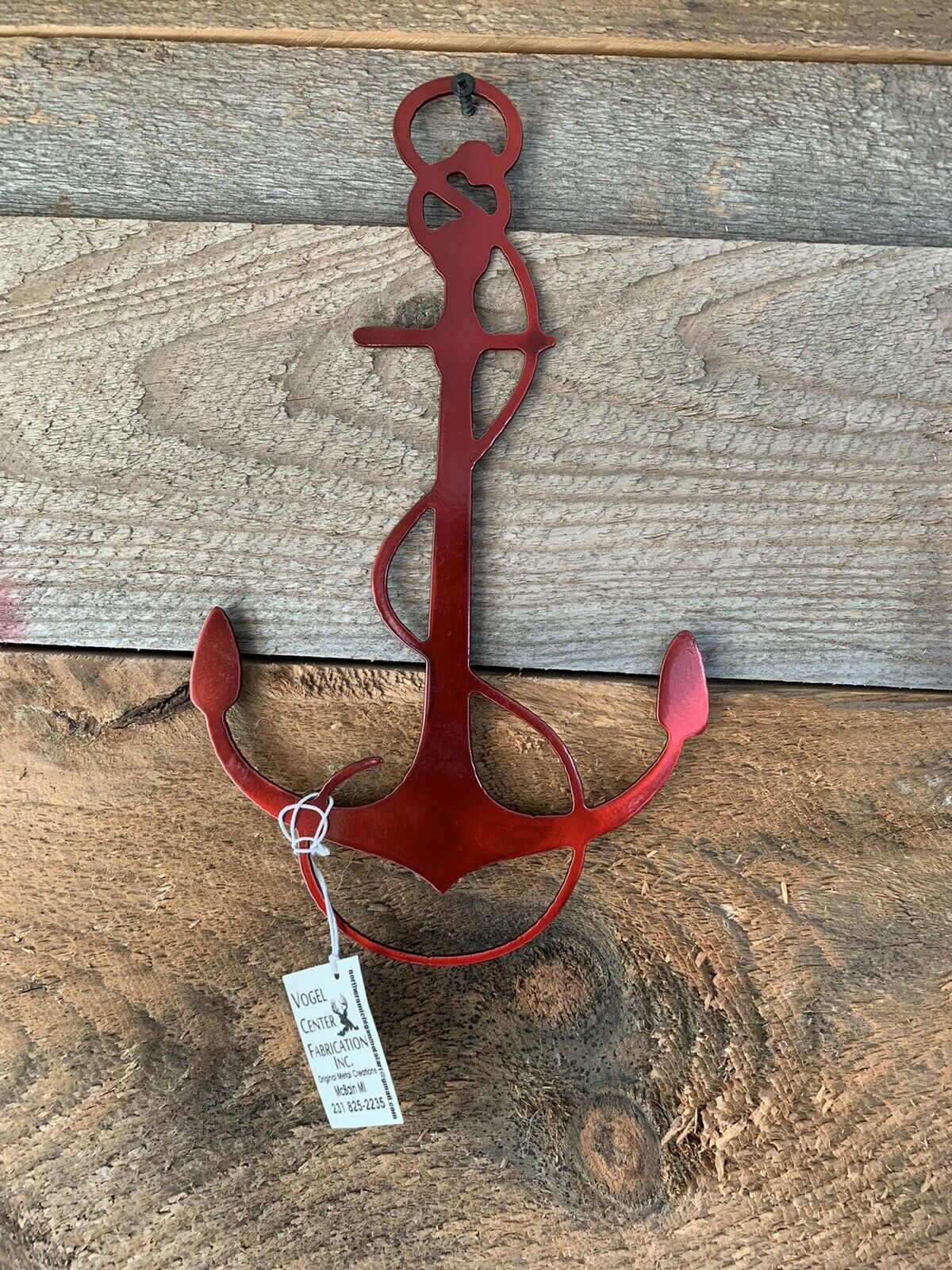 Red Metal Anchor For Home Decor 12”x7”