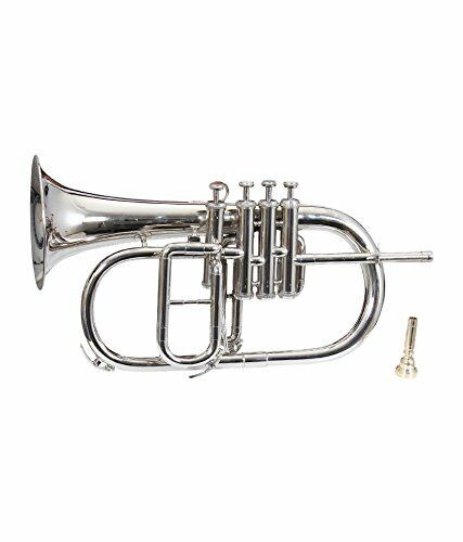 Brand New Nickel Plated Bb Flat 4 Valve-flugel Horn +free Hard Case+mouthipice