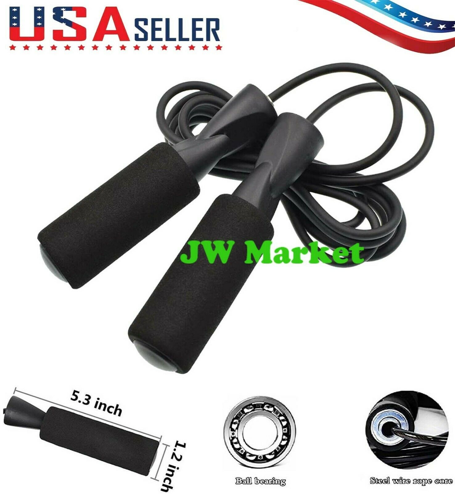 Gym Aerobic Exercise Boxing Skipping Jump Rope Adjustable Bearing Speed Fitness
