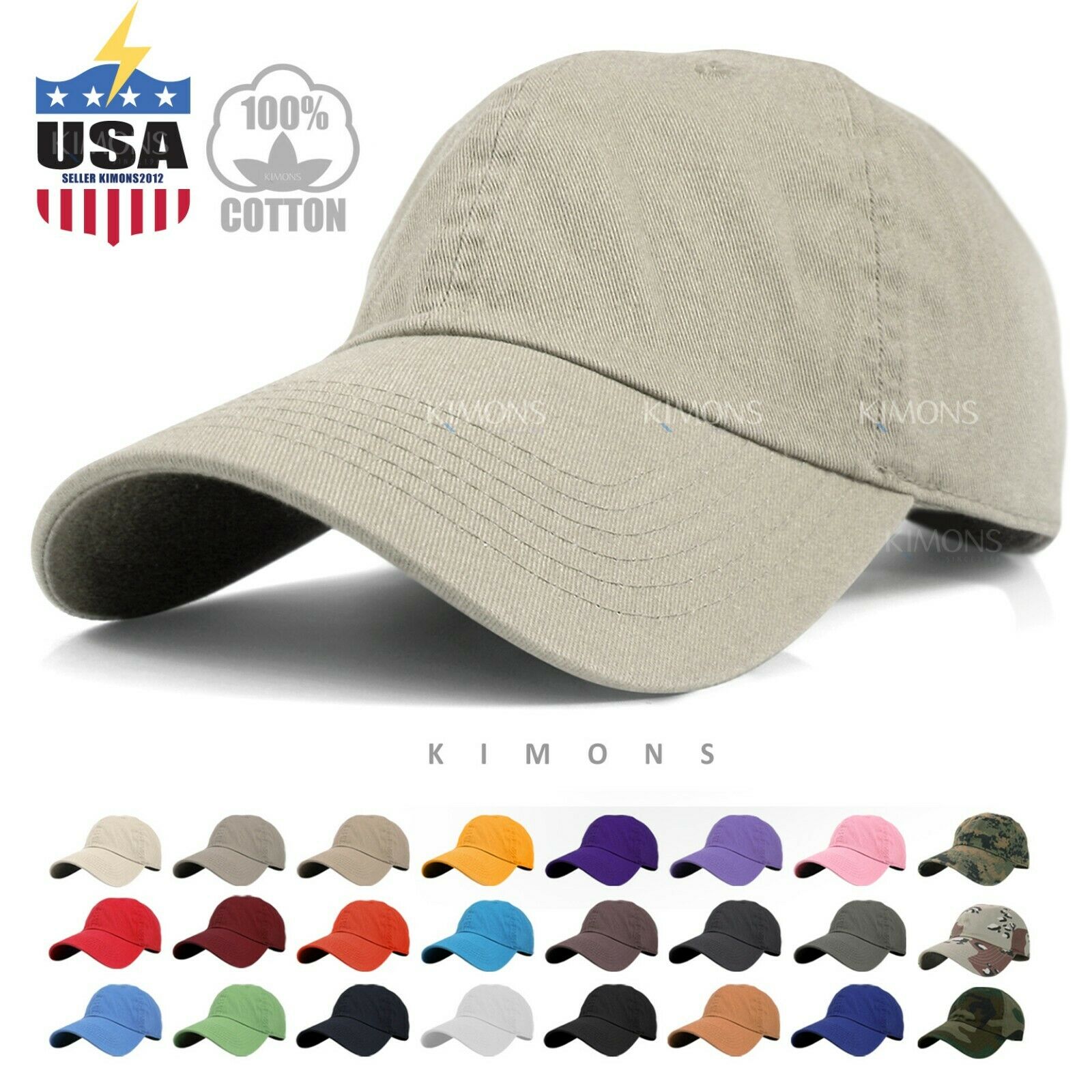 Baseball Cap Cotton Solid Plain Men Women Ball Hat Dad Hat Polo Washed Ball Pc