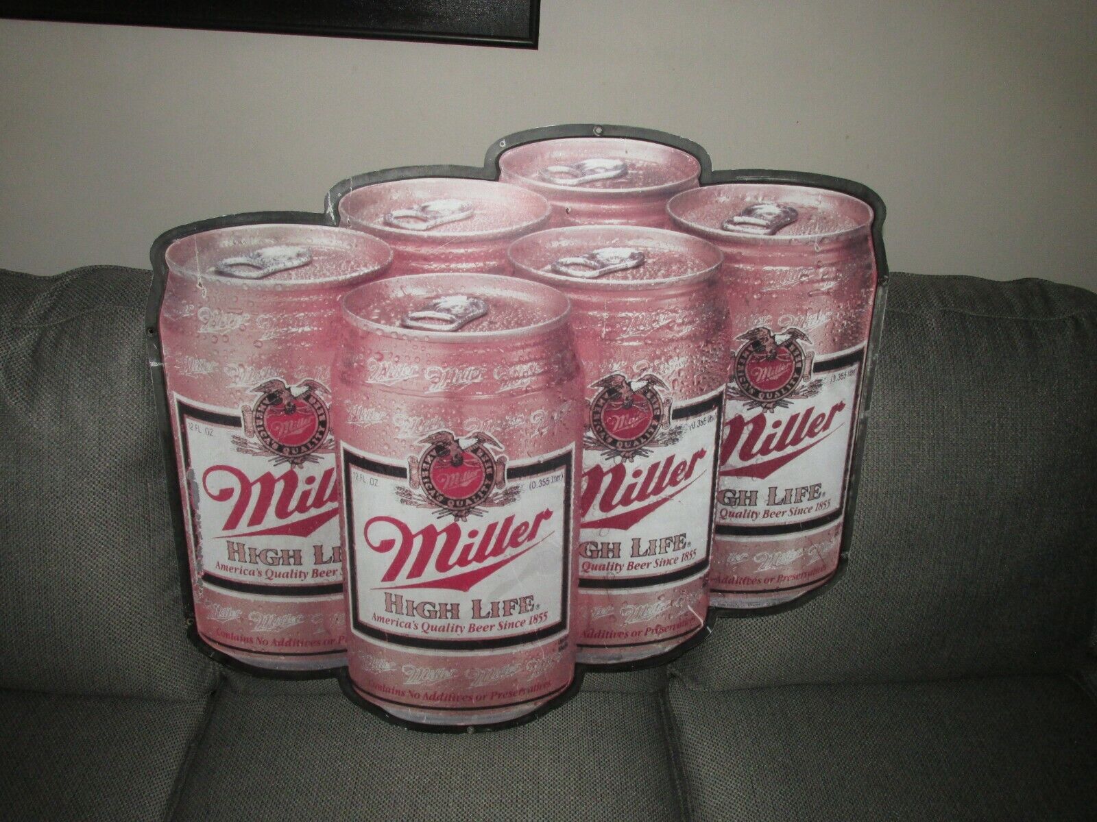 Vintage Miller High Life Beer Sign 6 Pack Cans Tin Very Rare Plz Read